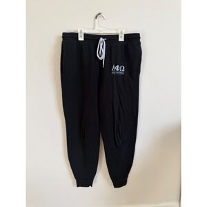 Alpha Phi Omega APO Sorority Fraternity Joggers Black Bella Canvas Fleece Large
